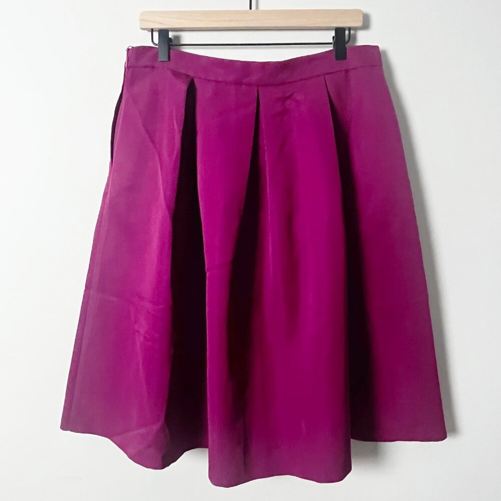 2/$30 New York & Company Fuschia Pleated A-Line Skirt 12 - Picture 3 of 4